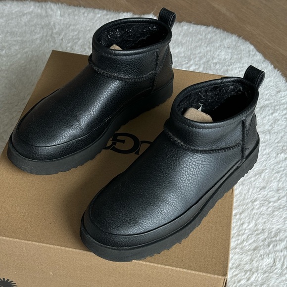 UGG Shoes - UGG Classic Ultra Mini Leather 'Black' shoes